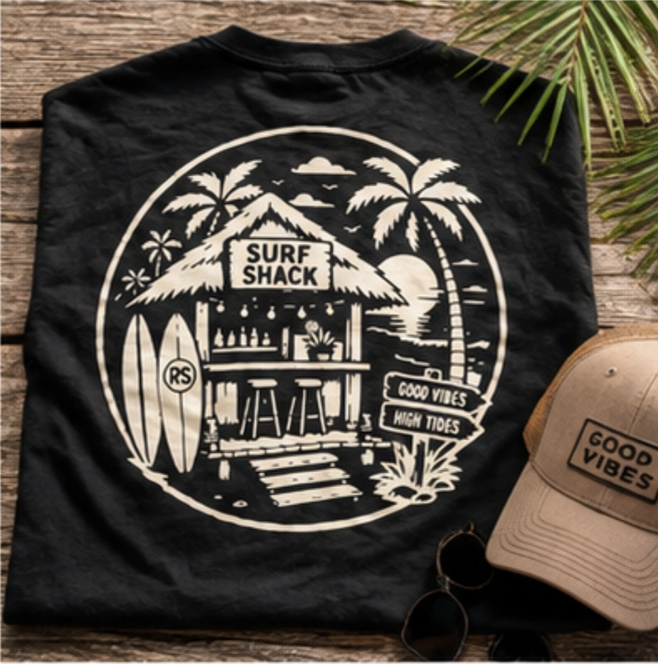 Reel Serenity Surf Shack Pocket Tee | Men's Coastal Shirt