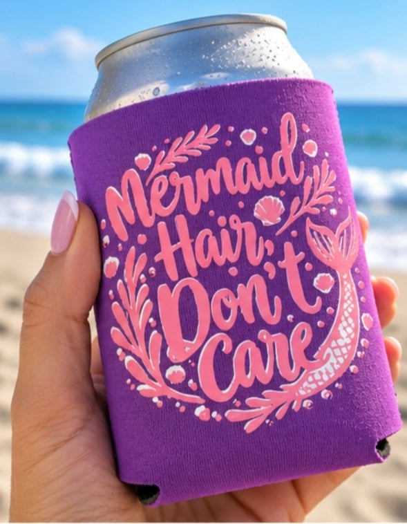 Mermaid Hair Don’t Care Koozie | Coastal Can Cooler