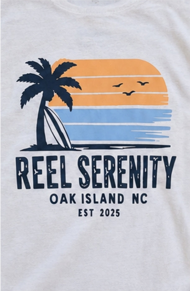 Oak Island Palm & Surfboard Pocket Tee