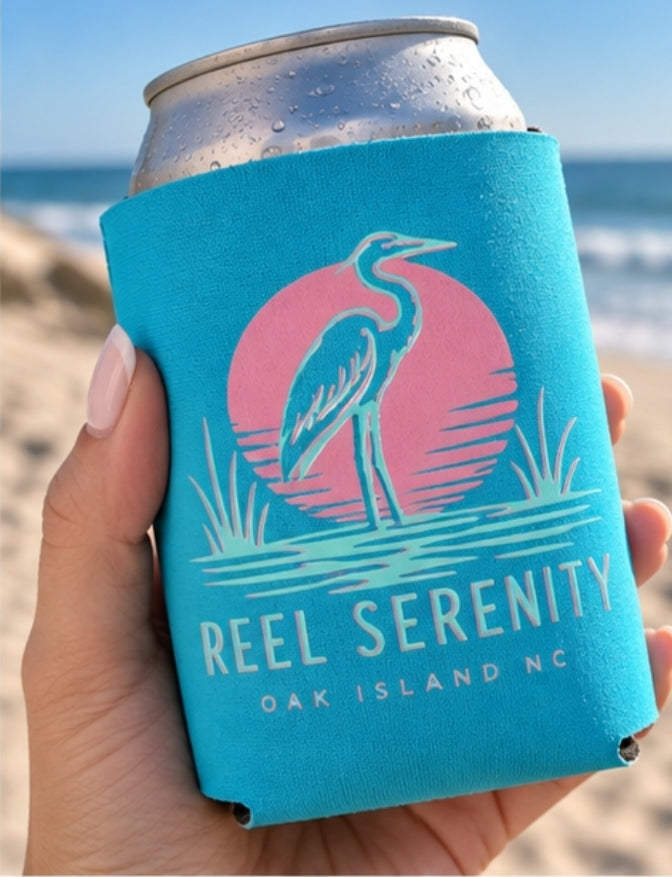 Reel Serenity Coastal Heron Koozie | Oak Island NC