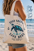 Stay Salty Sea Turtle Canvas Tote | Oak Island Beach Bag