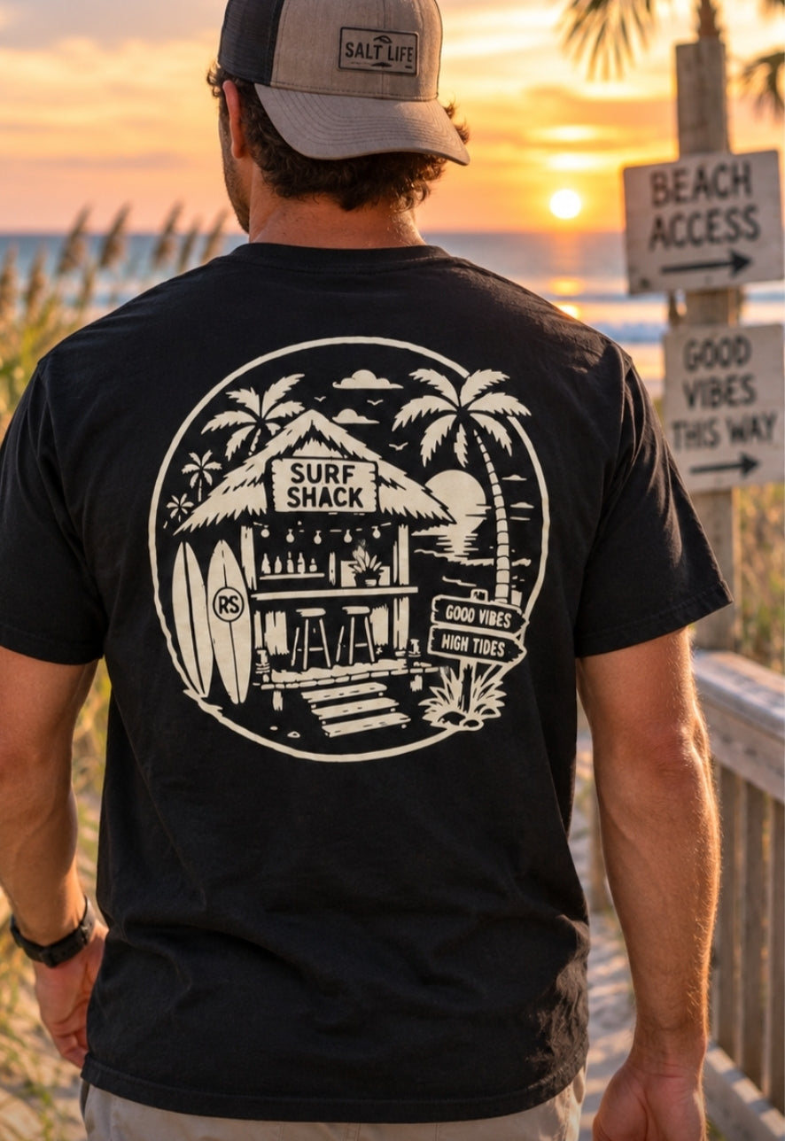 Reel Serenity Surf Shack Pocket Tee | Men's Coastal Shirt