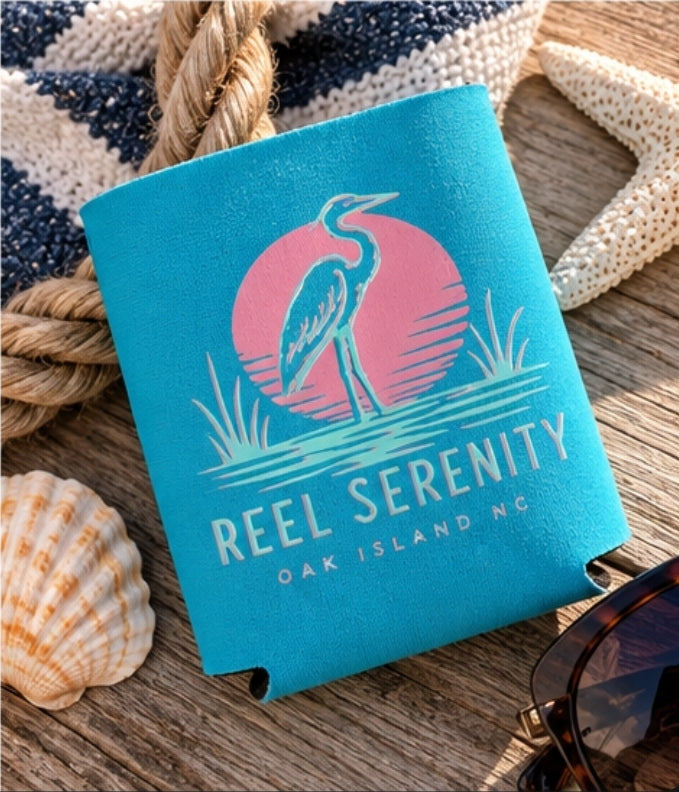 Reel Serenity Coastal Heron Koozie | Oak Island NC