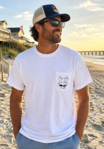 Oak Island Palm & Surfboard Pocket Tee